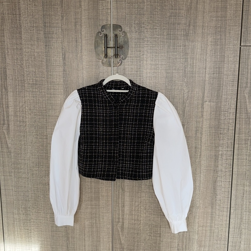 Zara Contrast Textured Check Shirt - Picture 4 of 15